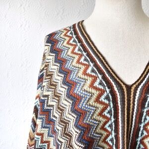 Kimberly C. Zig-Zag Fringe Knit Poncho